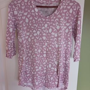 Pink and White Animal Print Long Sleeve Top